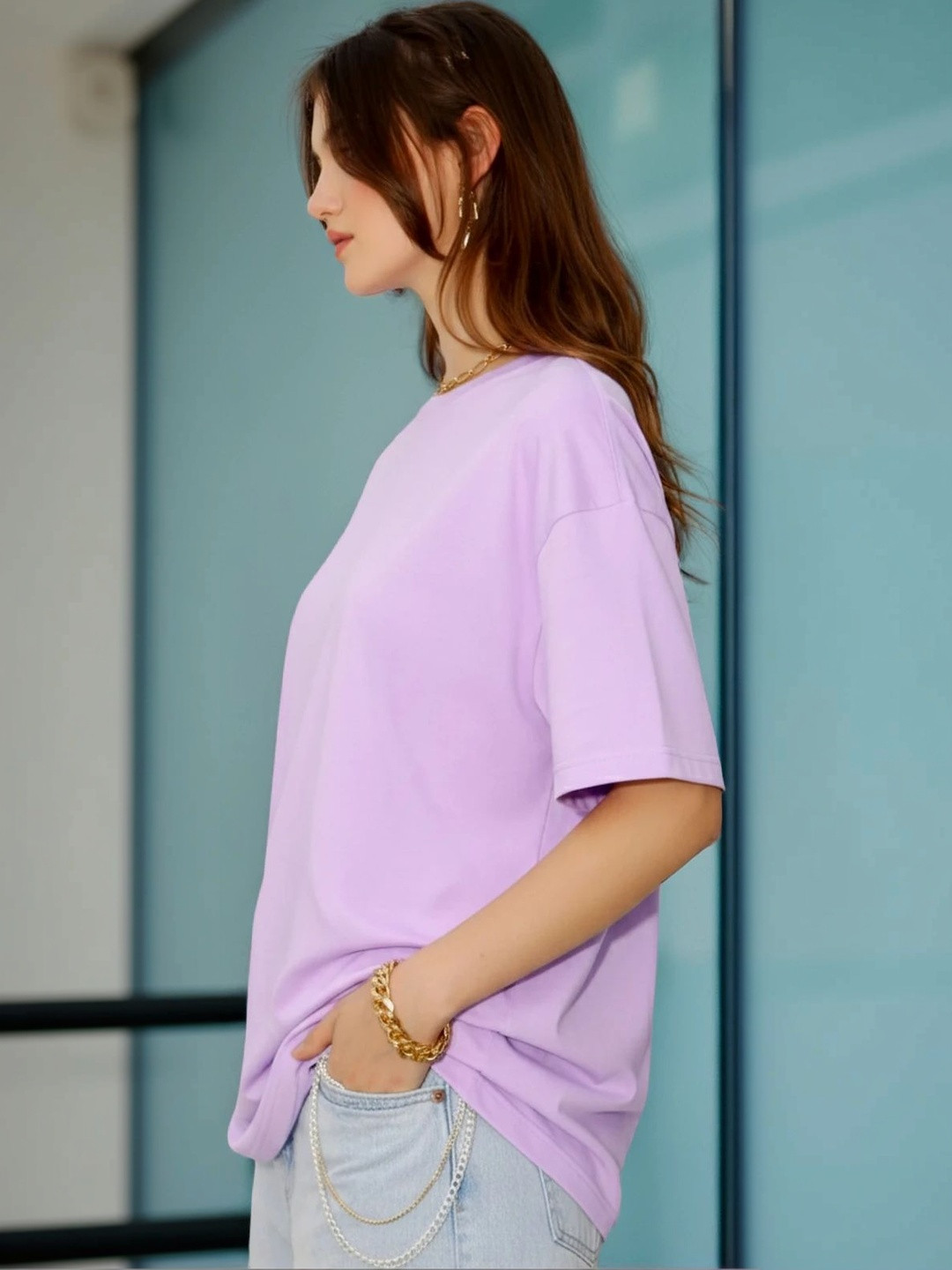 BELTLY Women Printed Drop-Shoulder Sleeves T-shirt