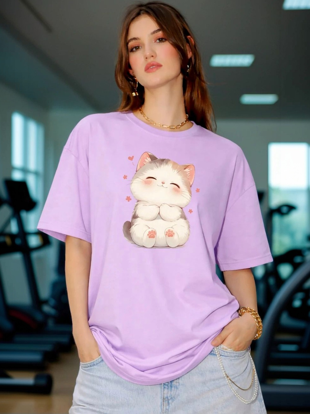 BELTLY Women Printed Drop-Shoulder Sleeves T-shirt