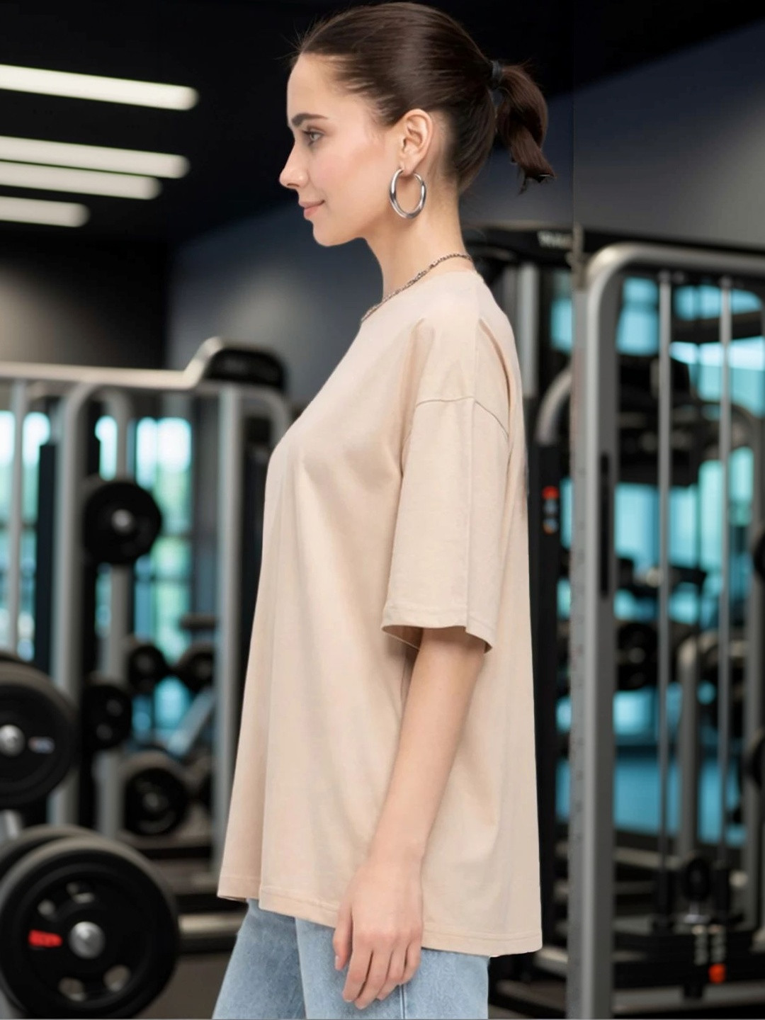 BELTLY Women Printed Drop-Shoulder Sleeves T-shirt