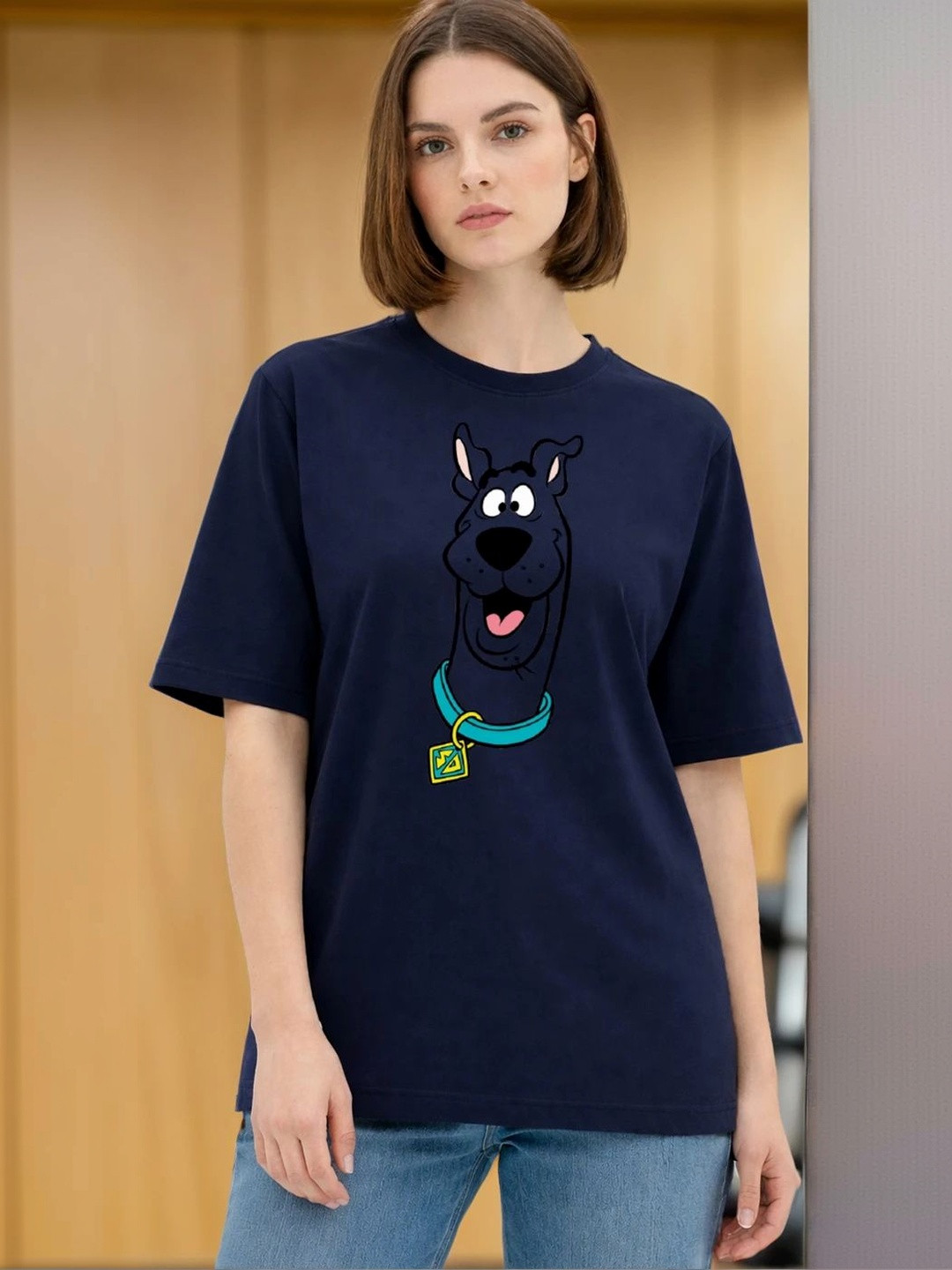 BELTLY Women Printed Drop-Shoulder Sleeves T-shirt