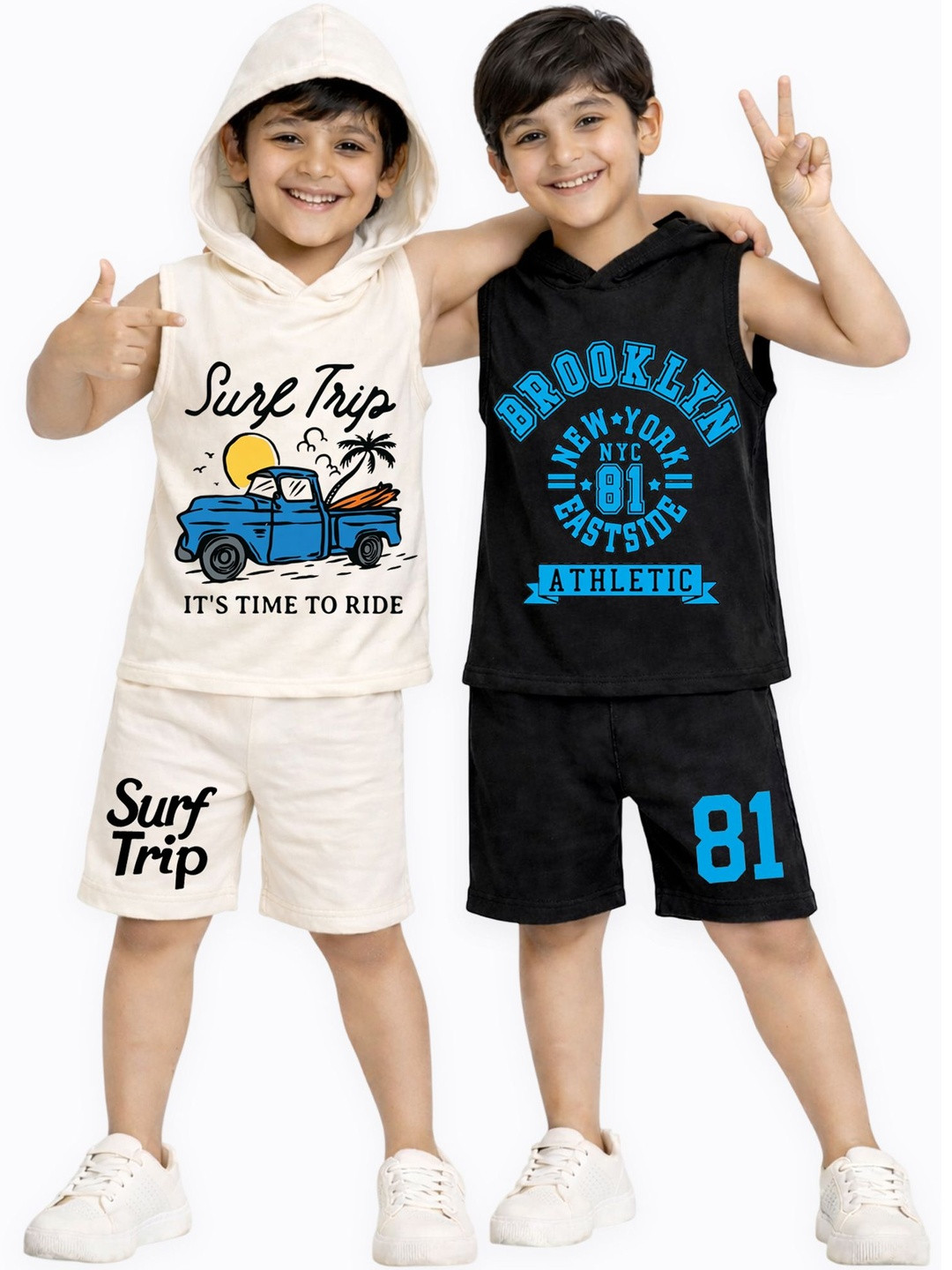 KUCHIPOO Boys Printed T-shirt with Shorts