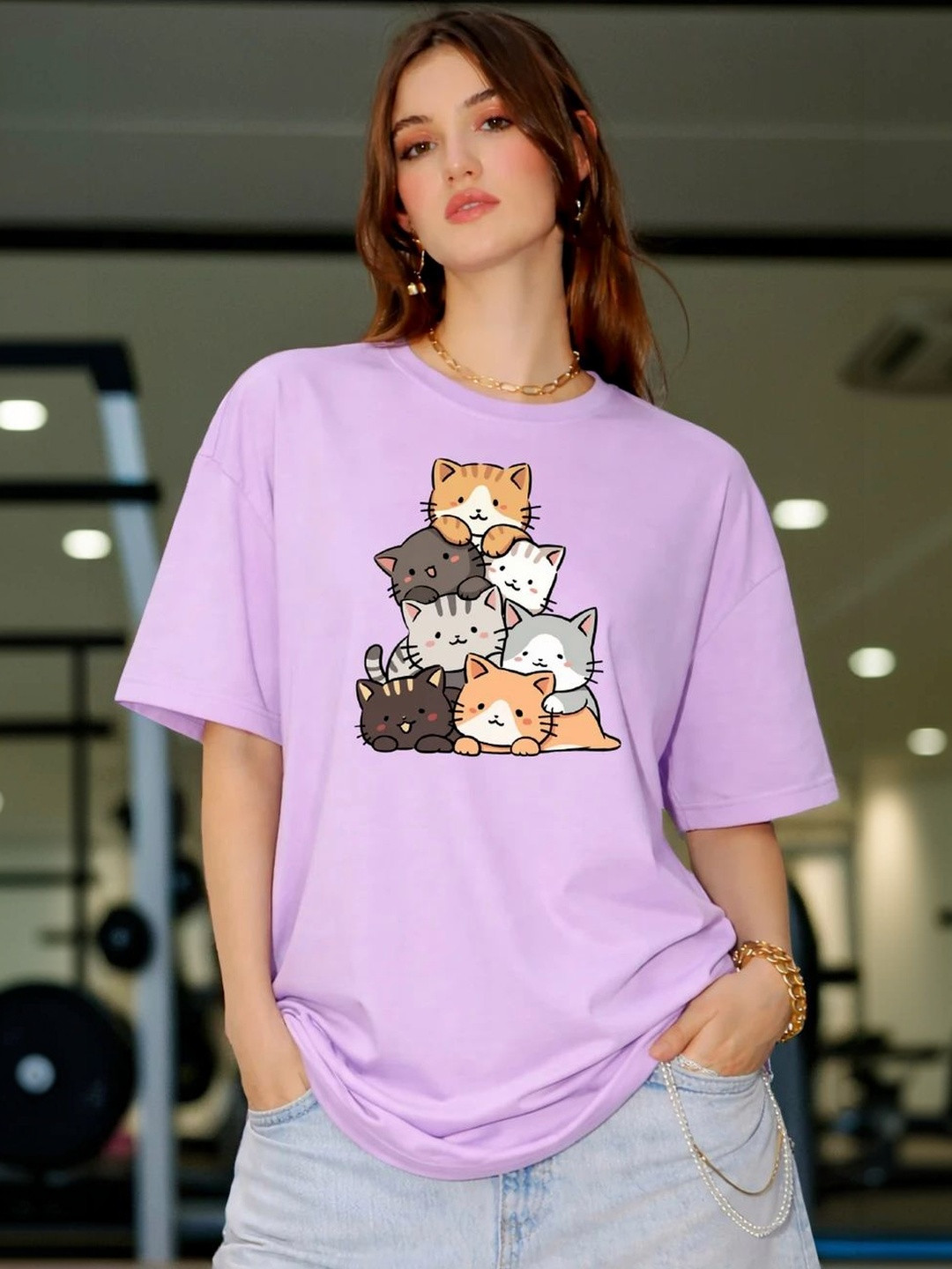 BELTLY Women Printed Drop-Shoulder Sleeves T-shirt