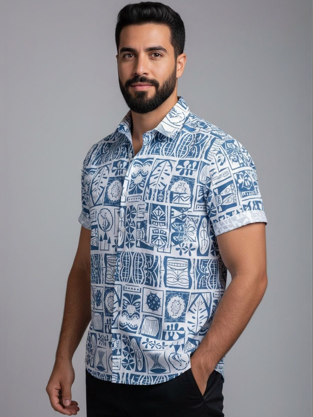 NNC-NEXT NOVA CLOTHES Men Classic Printed Casual Shirt