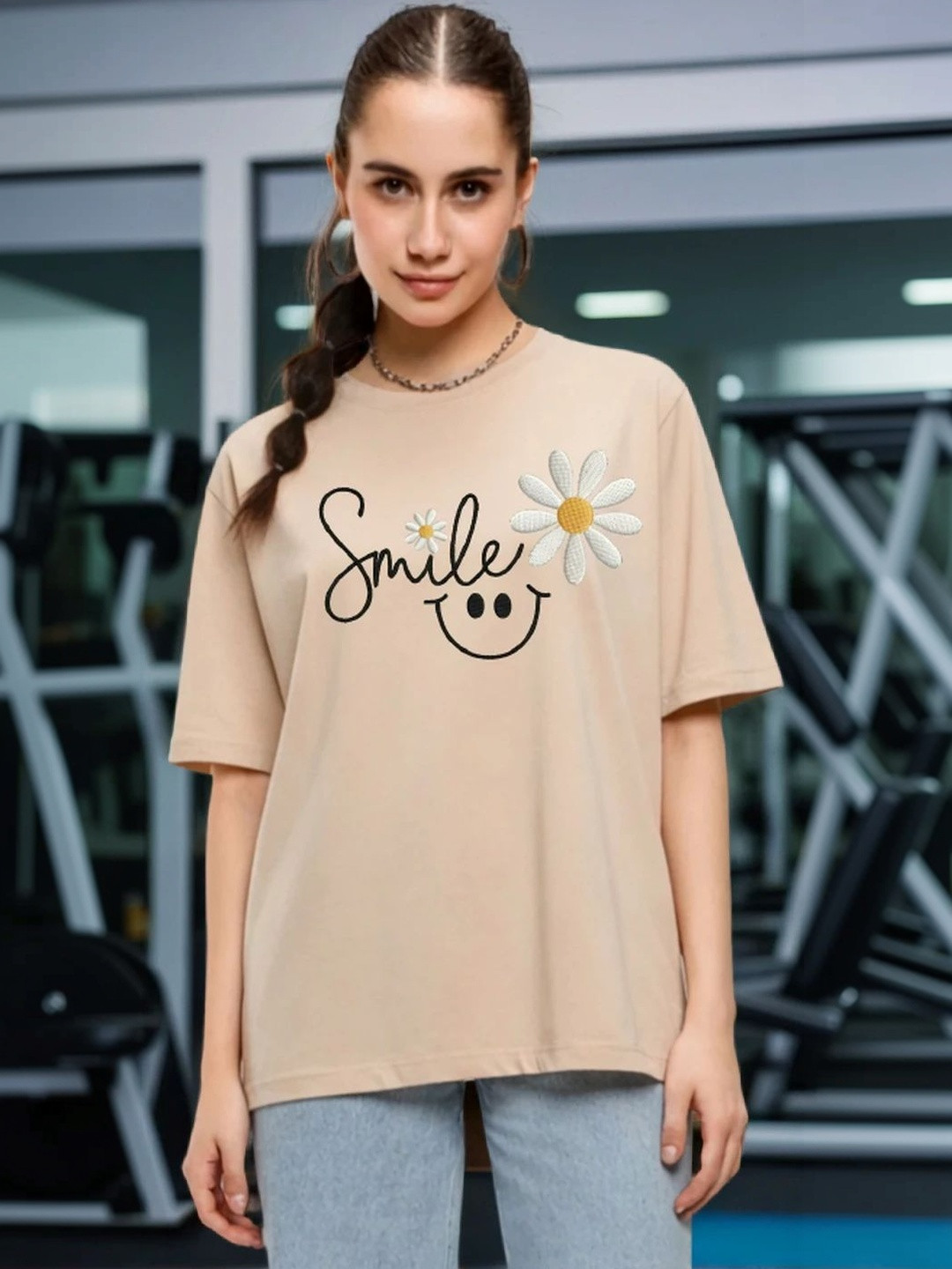 BELTLY Women Printed Drop-Shoulder Sleeves T-shirt