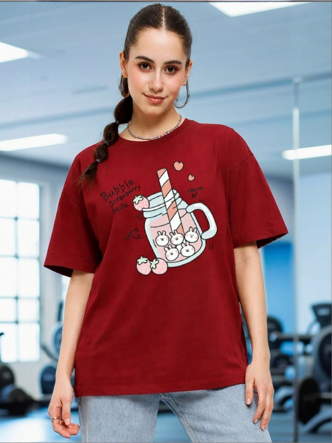 BELTLY Women Printed Drop-Shoulder Sleeves T-shirt