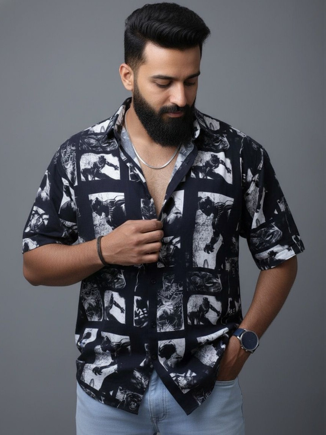 NNC-NEXT NOVA CLOTHES Men Classic Printed Casual Shirt
