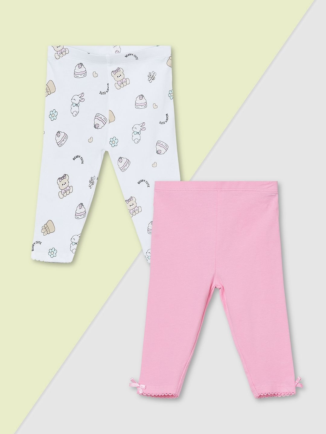 max Girls Pack of 2 Cotton Blend Printed Three-Fourth Leggings