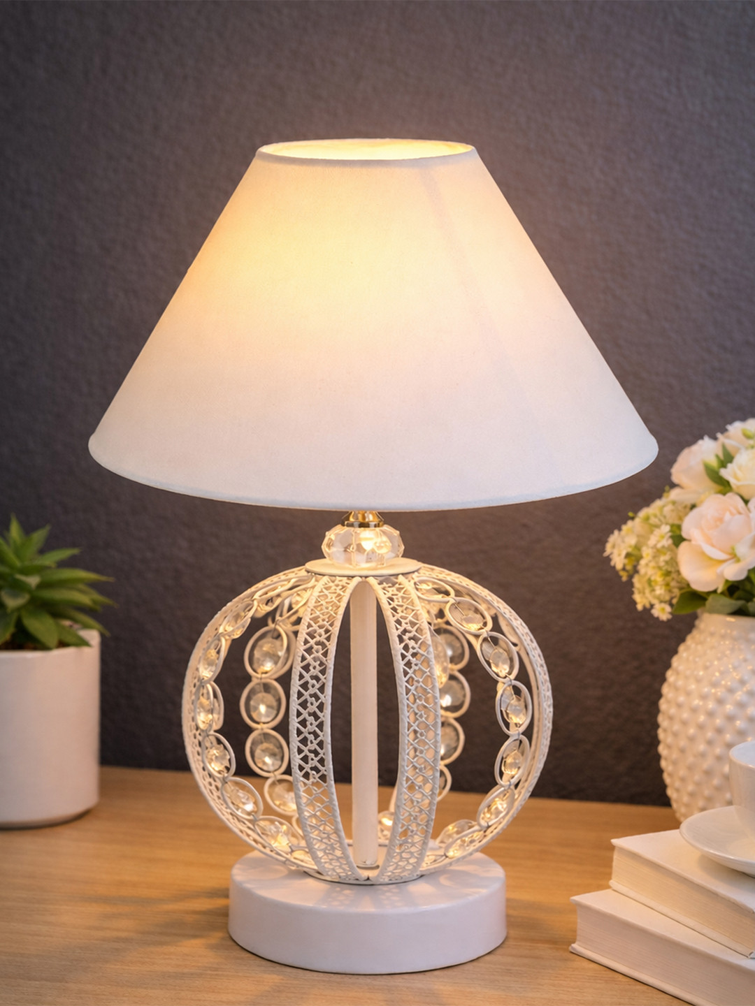 Homesake Crystal Warm Yellow Metal Frustum Solid High Quality Electrical Table Lamps
