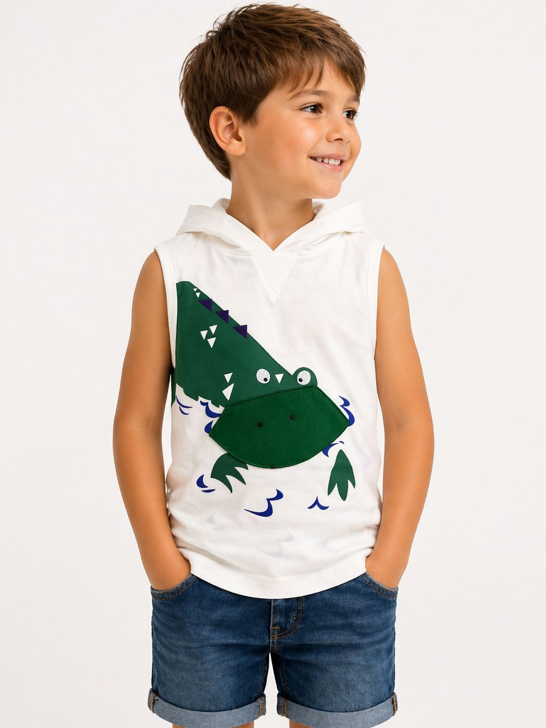 SHARKTRIBE Boys Graphic Printed Hooded T-shirt