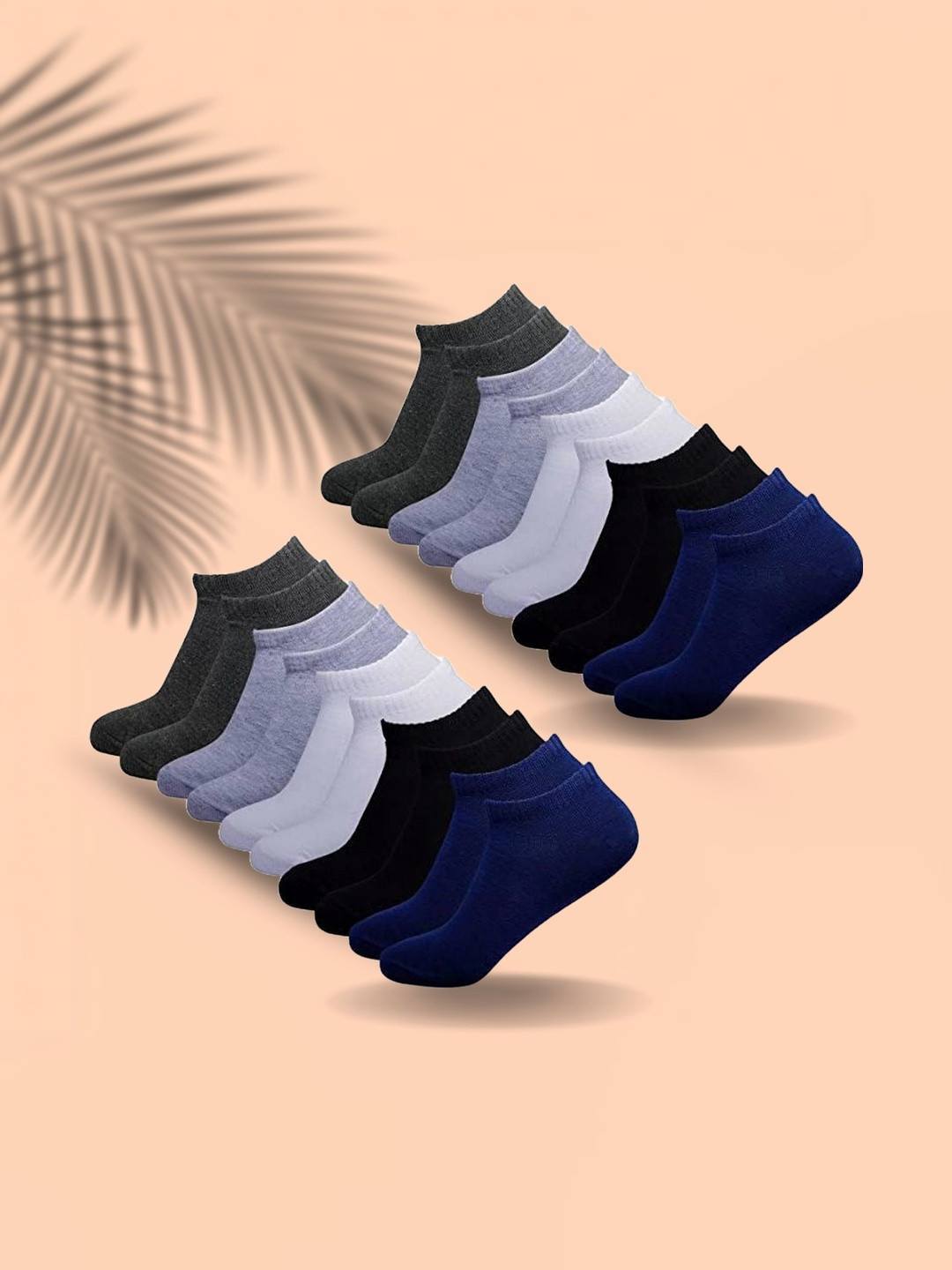 MJE Men Pack of 10 Cotton Blend Assorted Ankle Length Socks