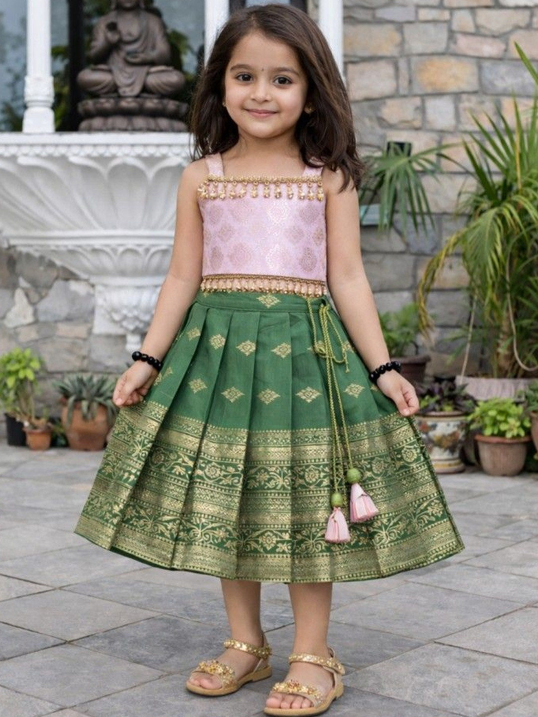 Ethzy Girls Embellished Ready to Wear Lehenga &