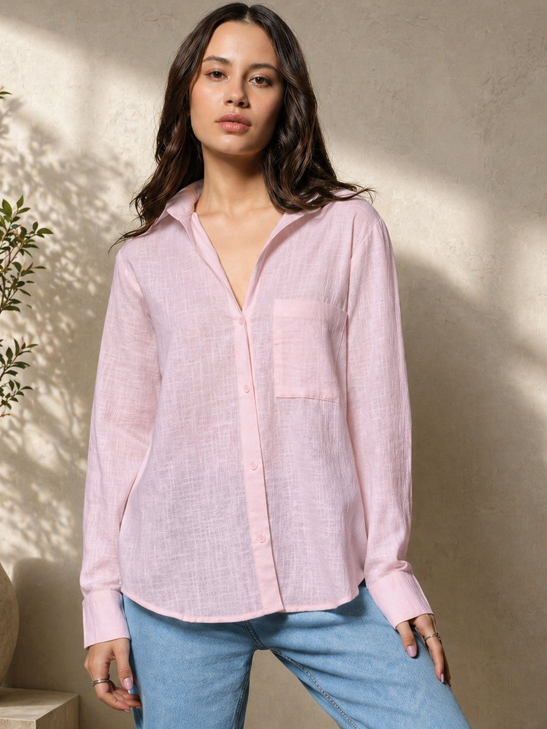 Zyla Women Relaxed Semi Sheer Casual Shirt