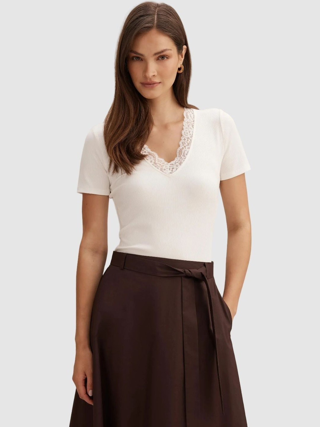 Forever New Sienna Lace Trim Tee