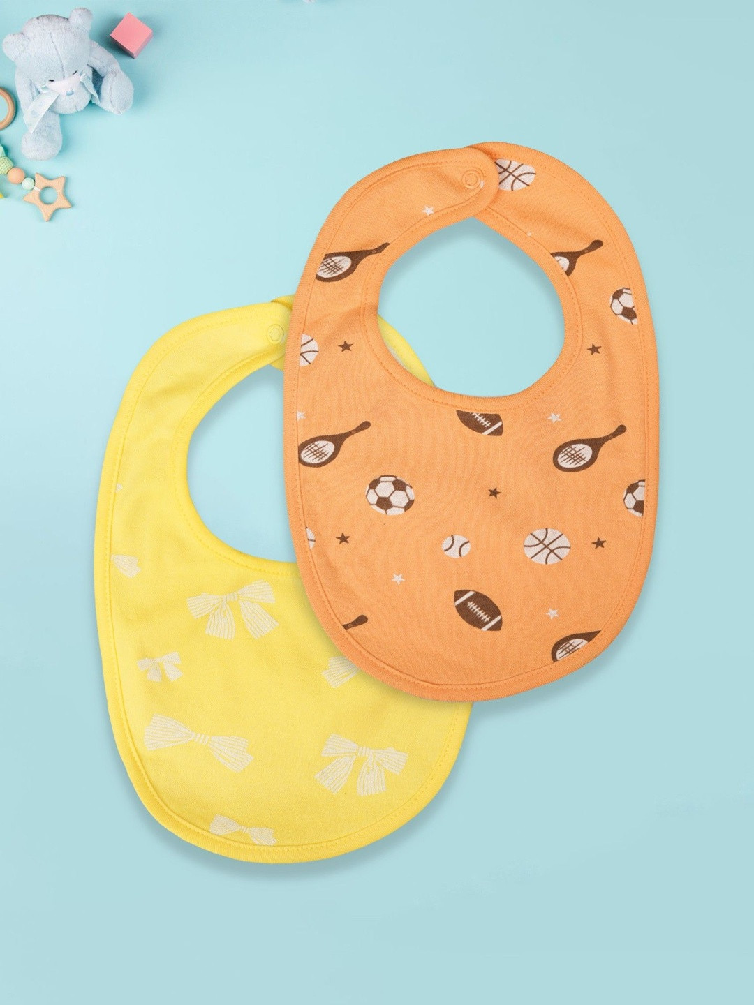 Kidbea Infants 2-Pcs Printed Cotton Bibs