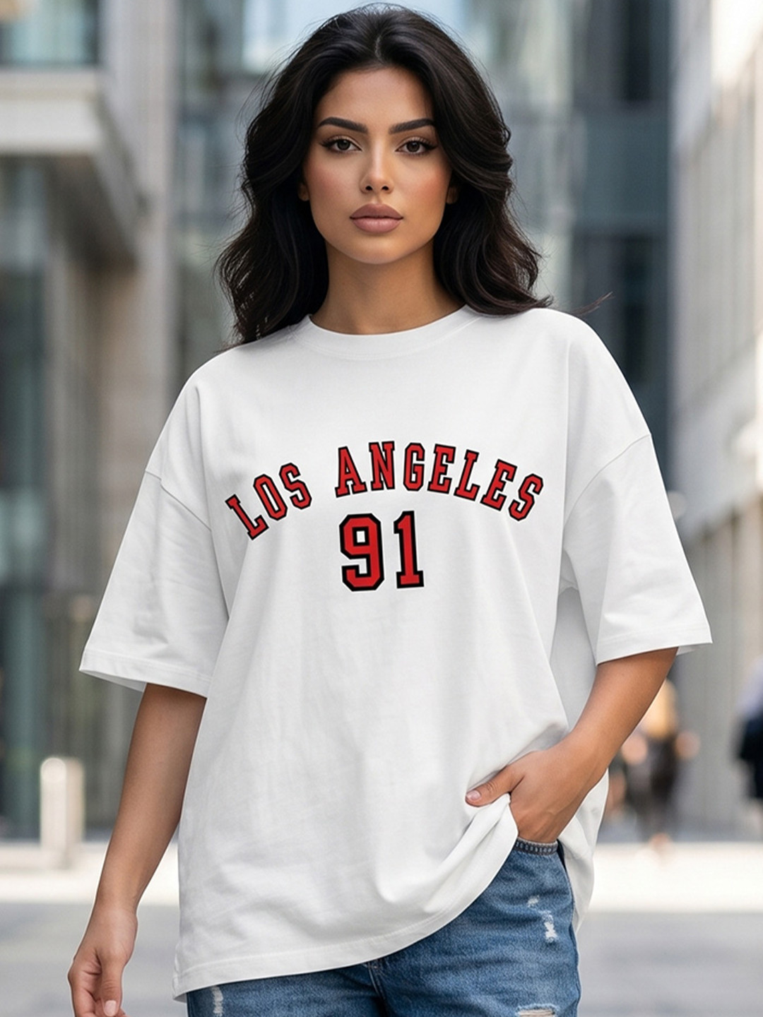 iki chic Women Typography Printed Drop-Shoulder Oversized T-Shirt