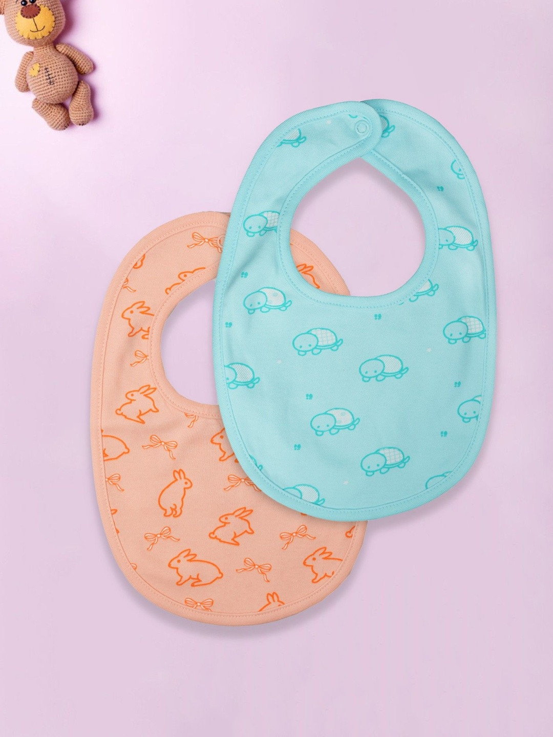 Kidbea Infants 2-Pcs Printed Cotton Bibs