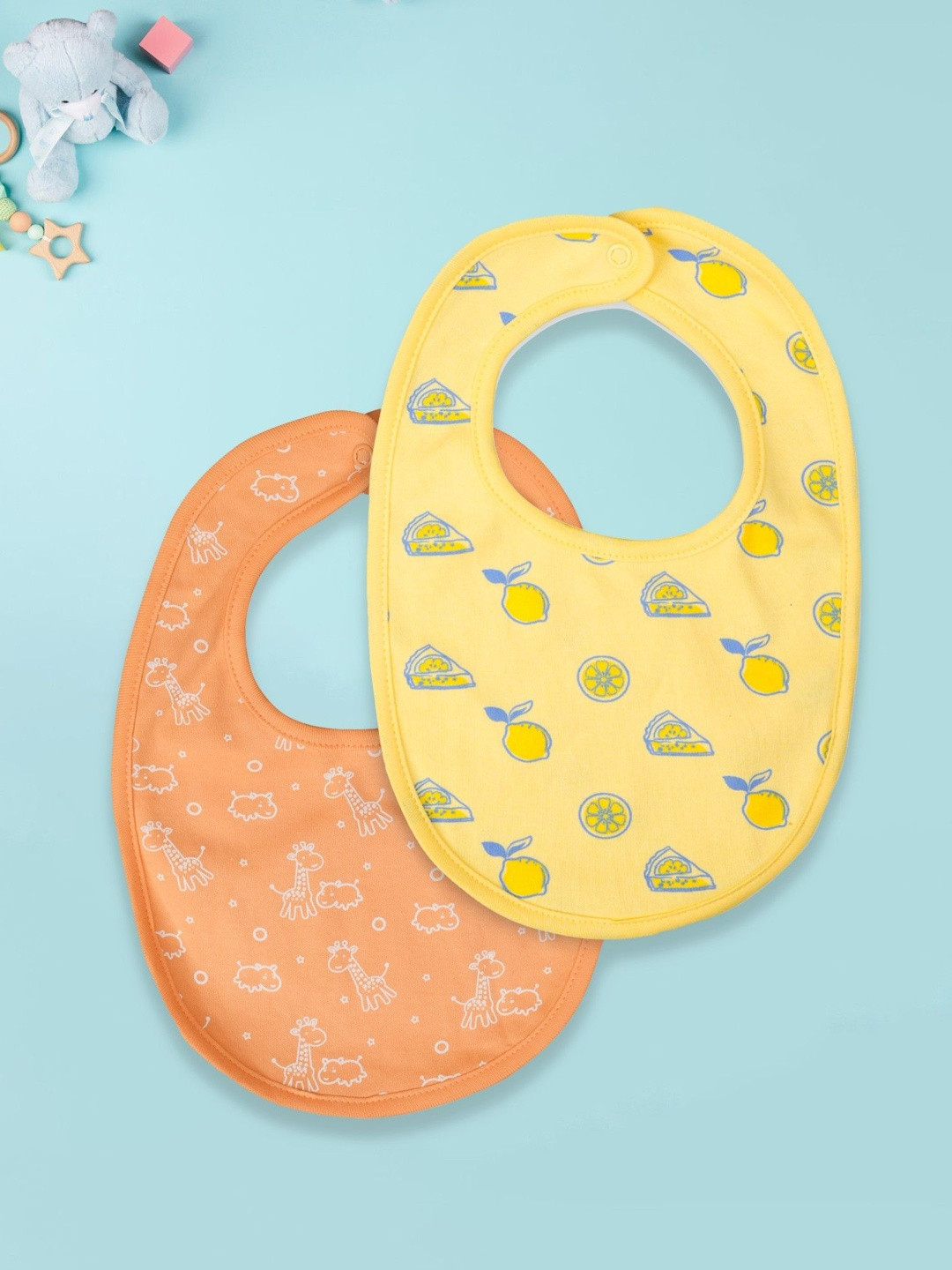 Kidbea Infants 2-Pcs Printed Cotton Bibs