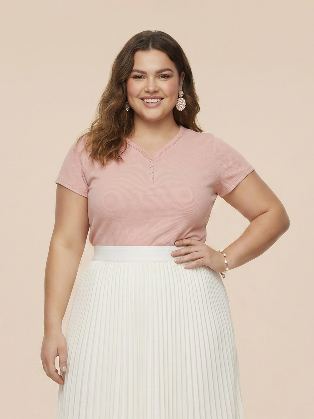 Sztori Plus Size Ribbed Casual Top