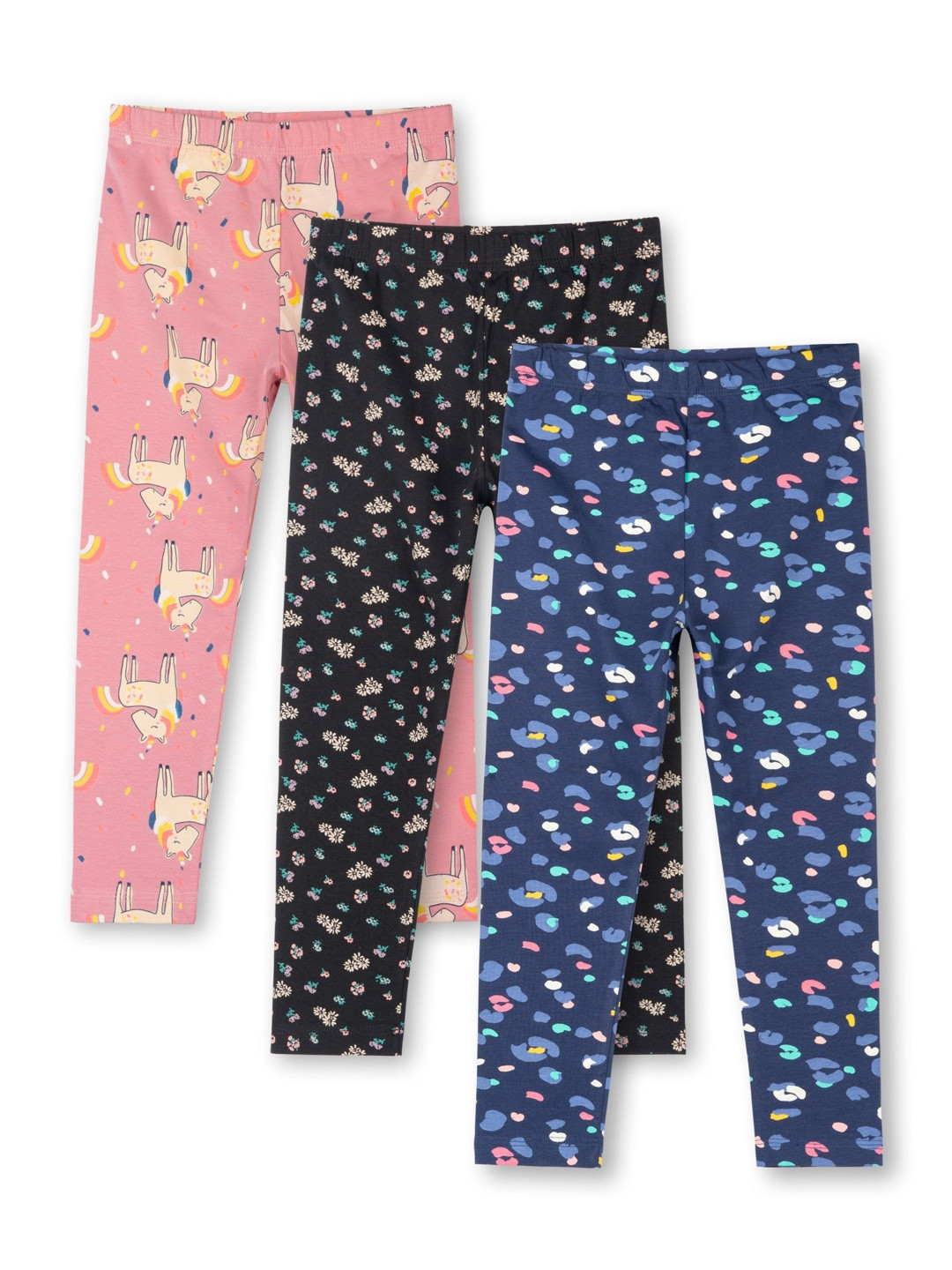 ariel Girls Pack of 3 Cotton Printed Ankle Length Leggings