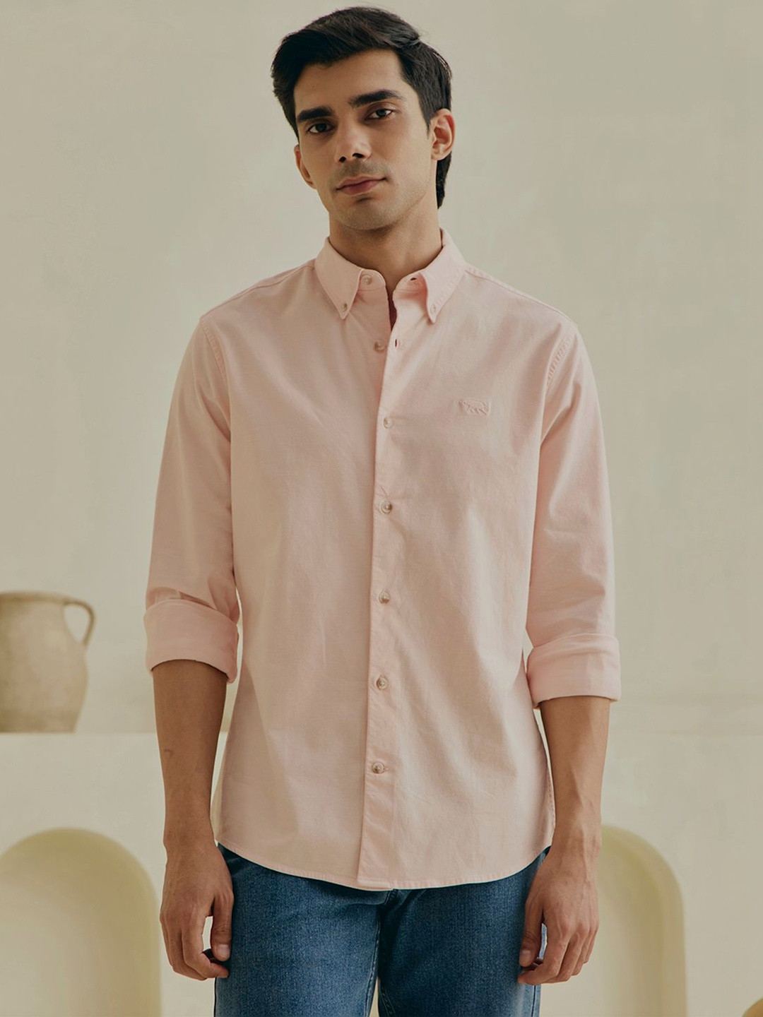 Andamen Men Casual Stretch Oxford Slim Fit Shirt