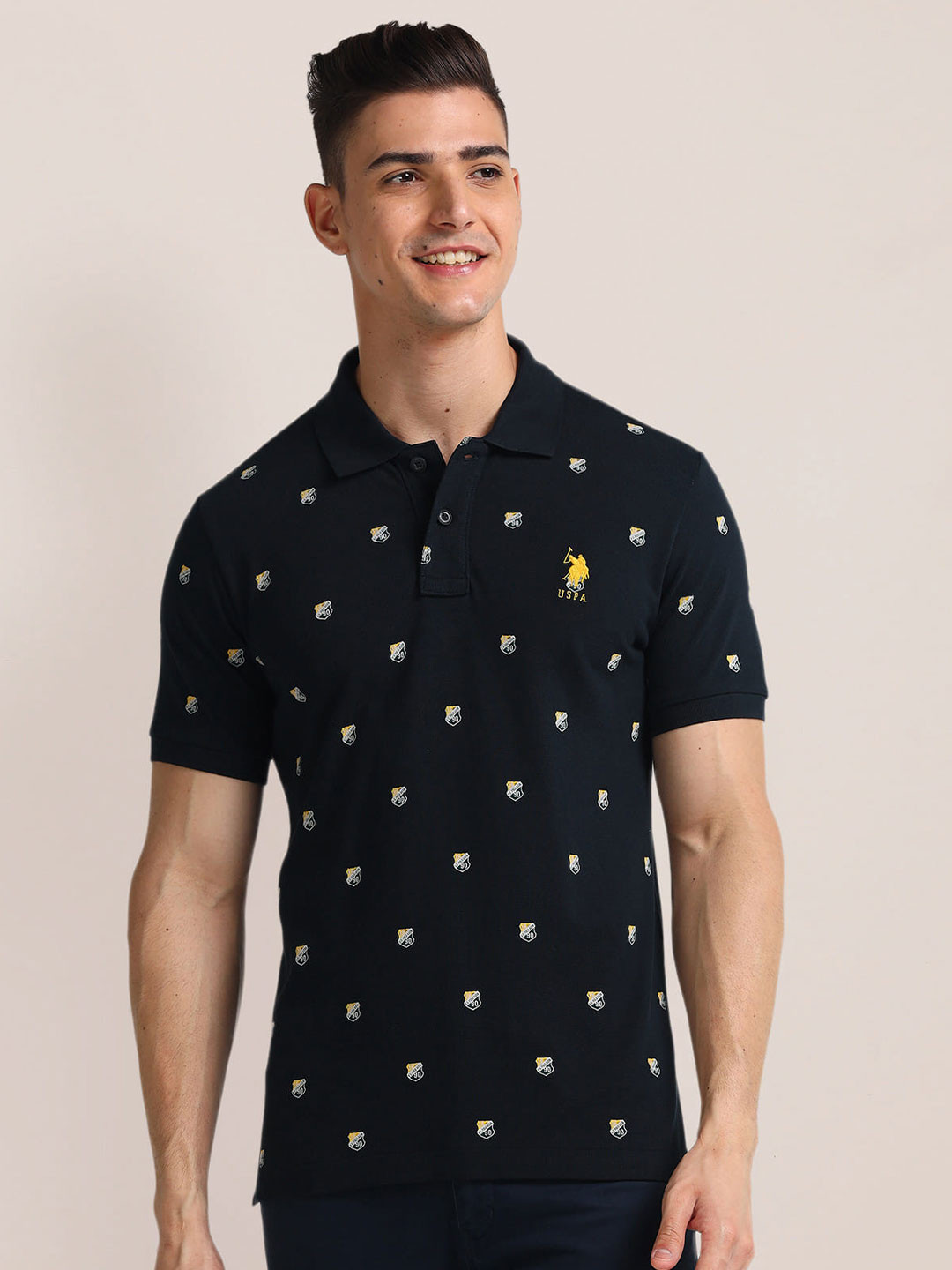 U.S. Polo Assn. Brand Logo Polo Collar Pure Cotton Slim Fit T-shirt