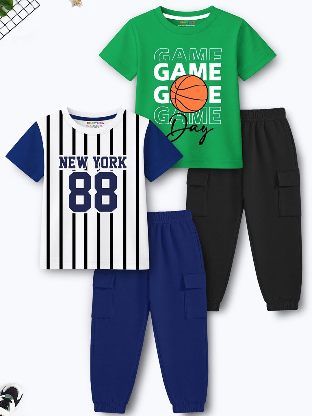 YK X Trampoline Boys Pack of 2 Printed T-shirt And Jogger