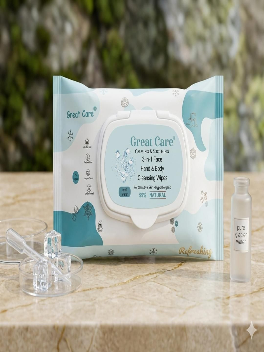 GREAT CARE 3 in 1 Face Hand & Body Cleansing Wipes