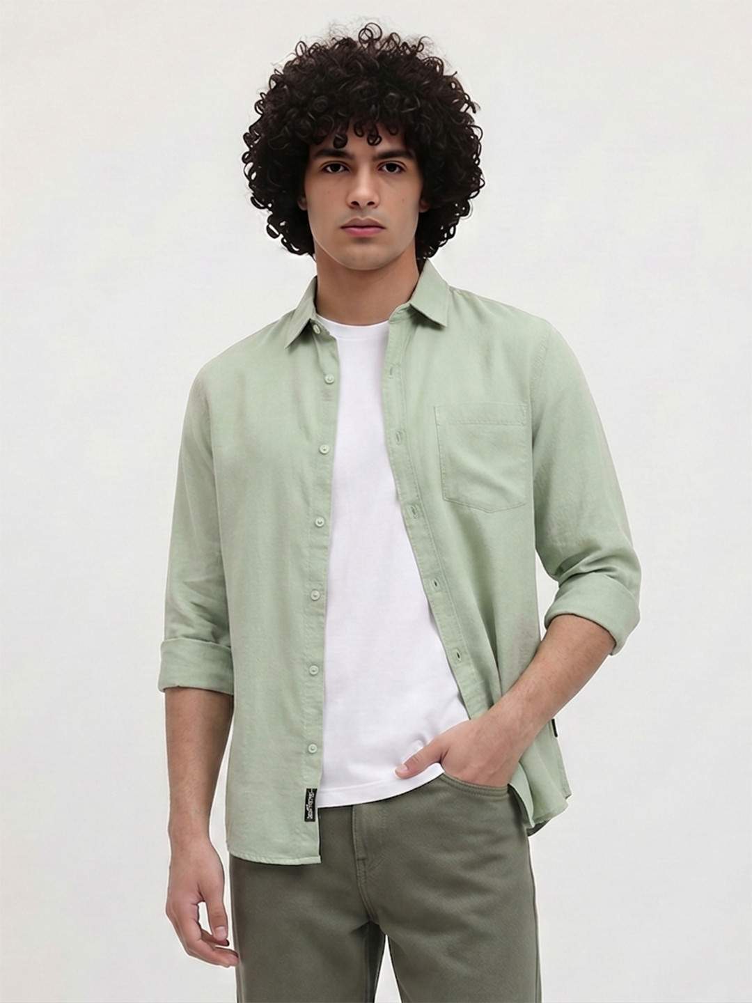 The Roadster Life Co. Spread Collar Cotton Linen Casual Shirt