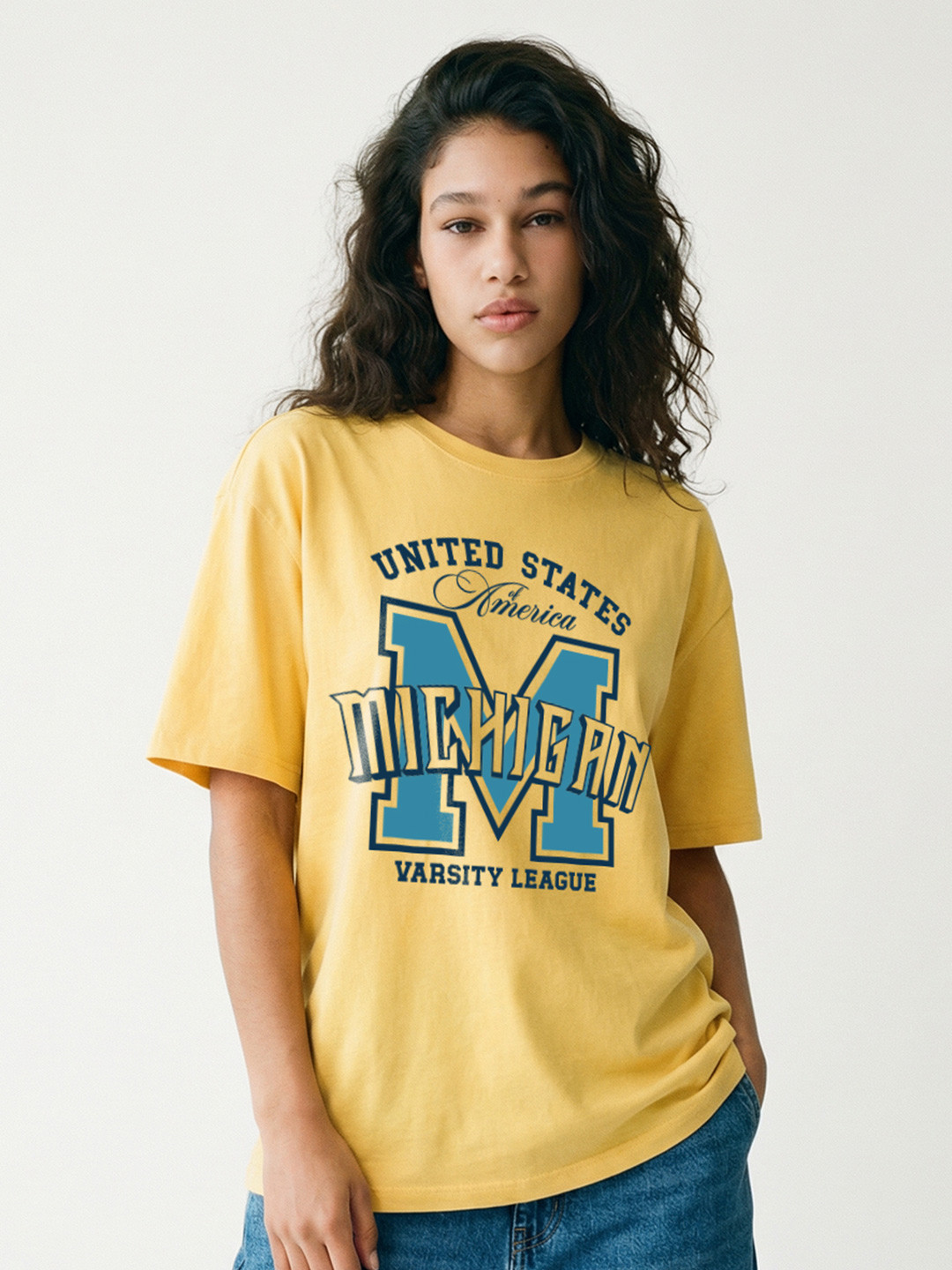 Crazymonk Women Typography Printed Round Neck Cotton Oversized T-shirt