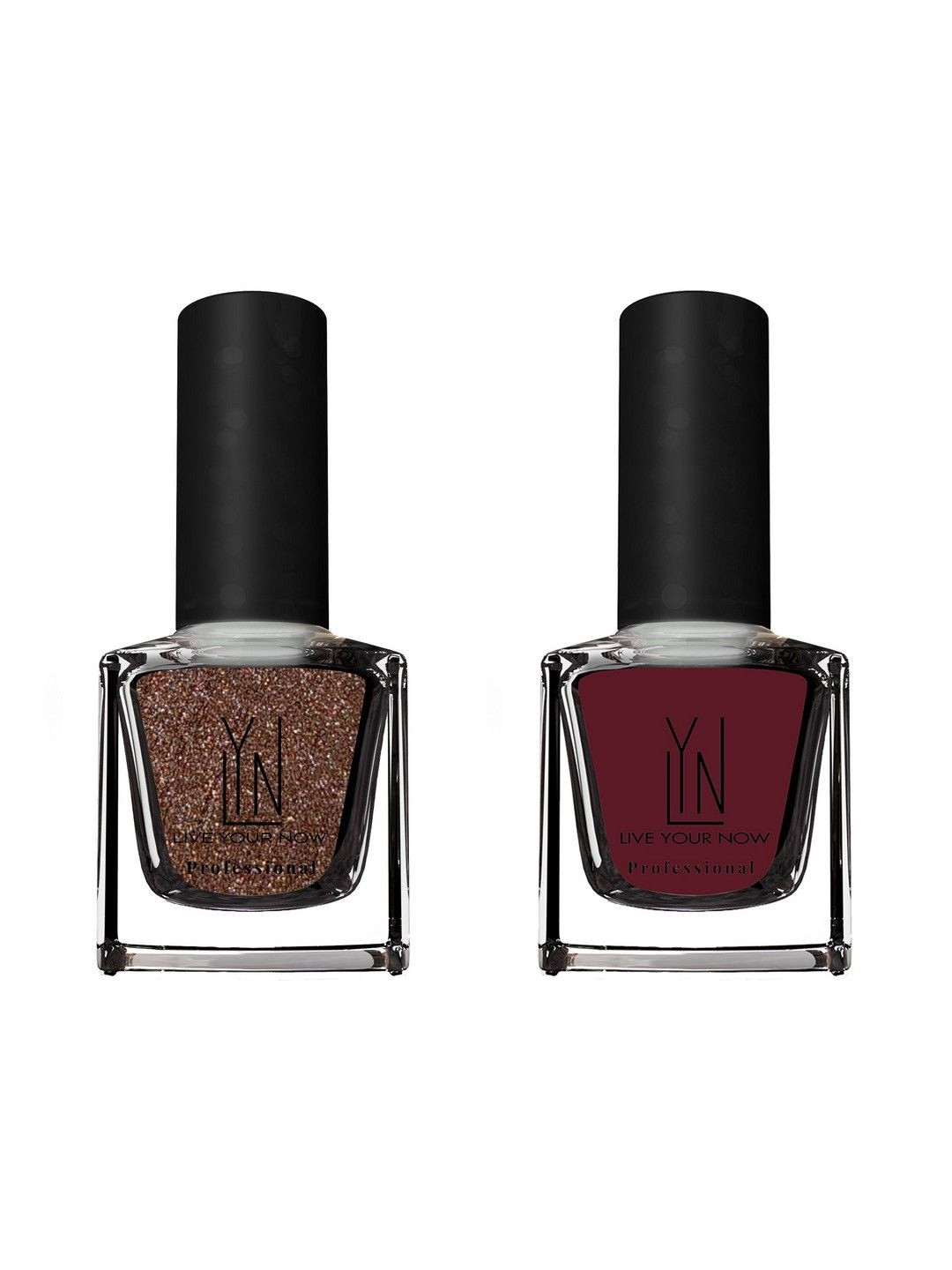 LYN LIVE YOUR NOW Set Of 2 Nail Polish -12 ml Each -The Maroon Mansion 51- Velvet Roast 35