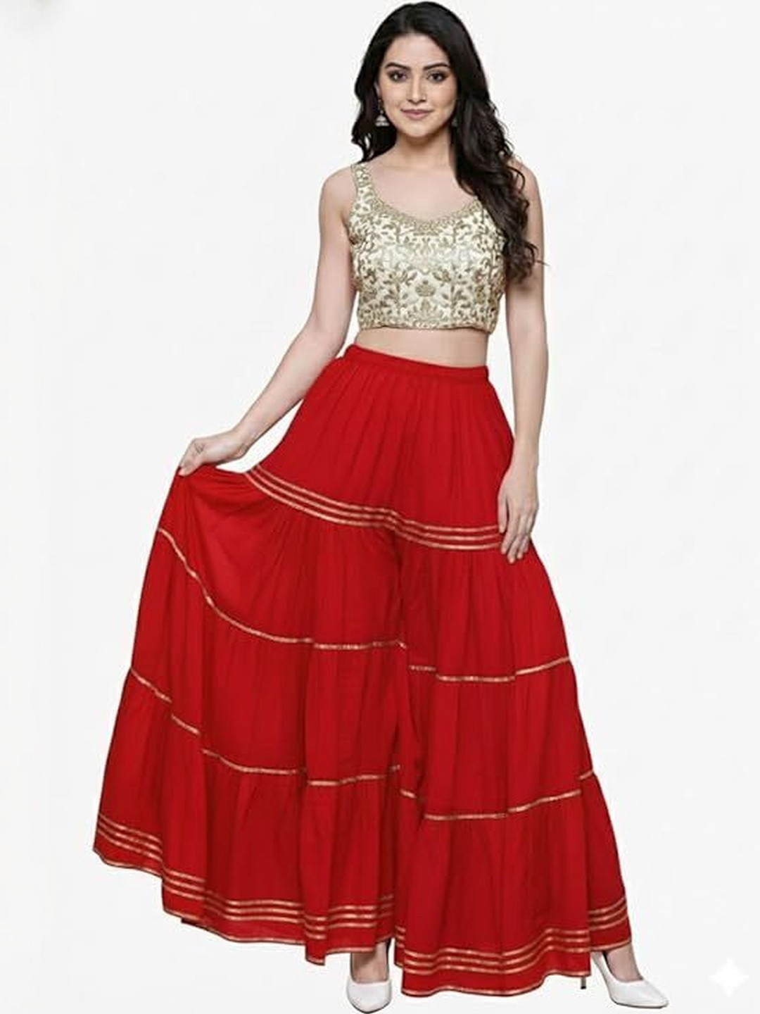 TNQ Women Flared Ethnic Palazzos