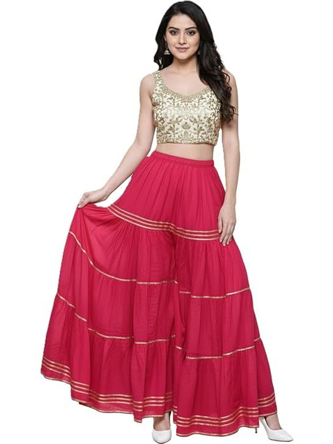 TNQ Women Embellished Flared Ethnic Palazzos
