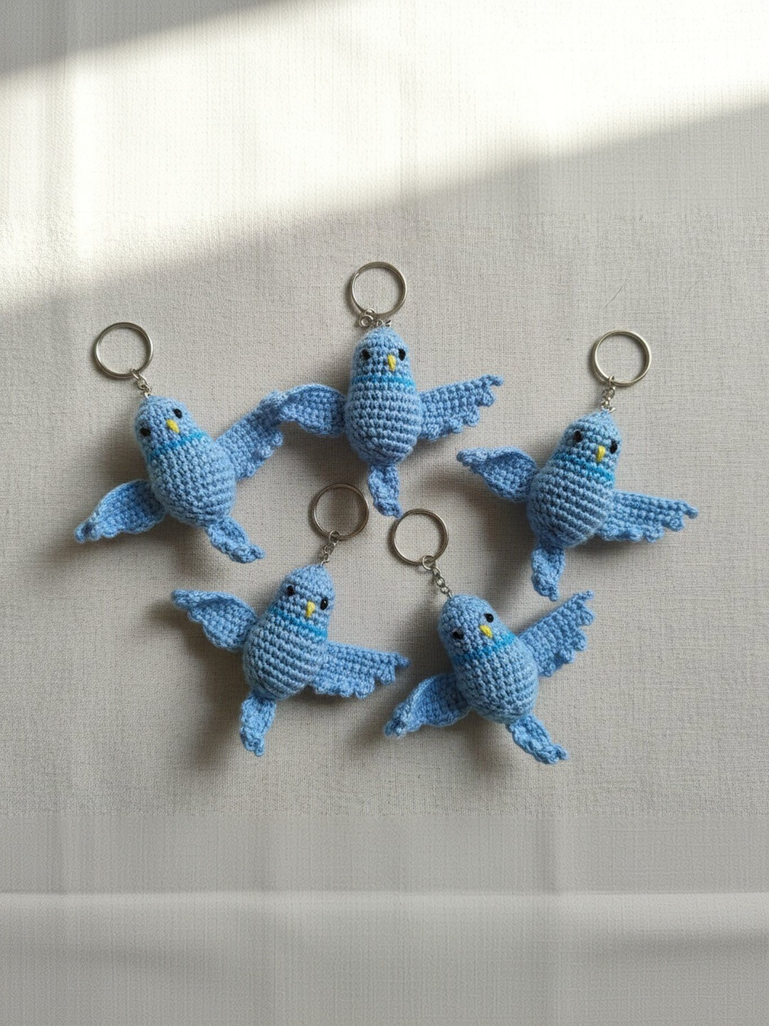 Qrixloom Set Of 5 Crochet Bird-Wings Design Keychains