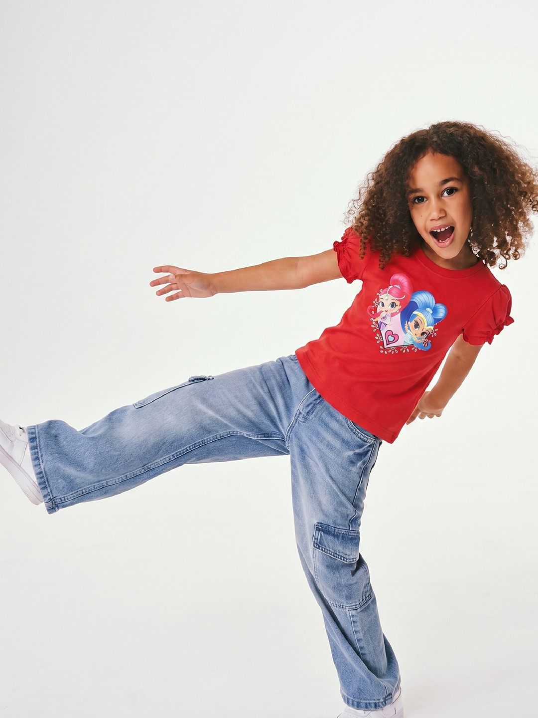 Eteenz Infant Girls Print Puff Sleeve Cotton Top