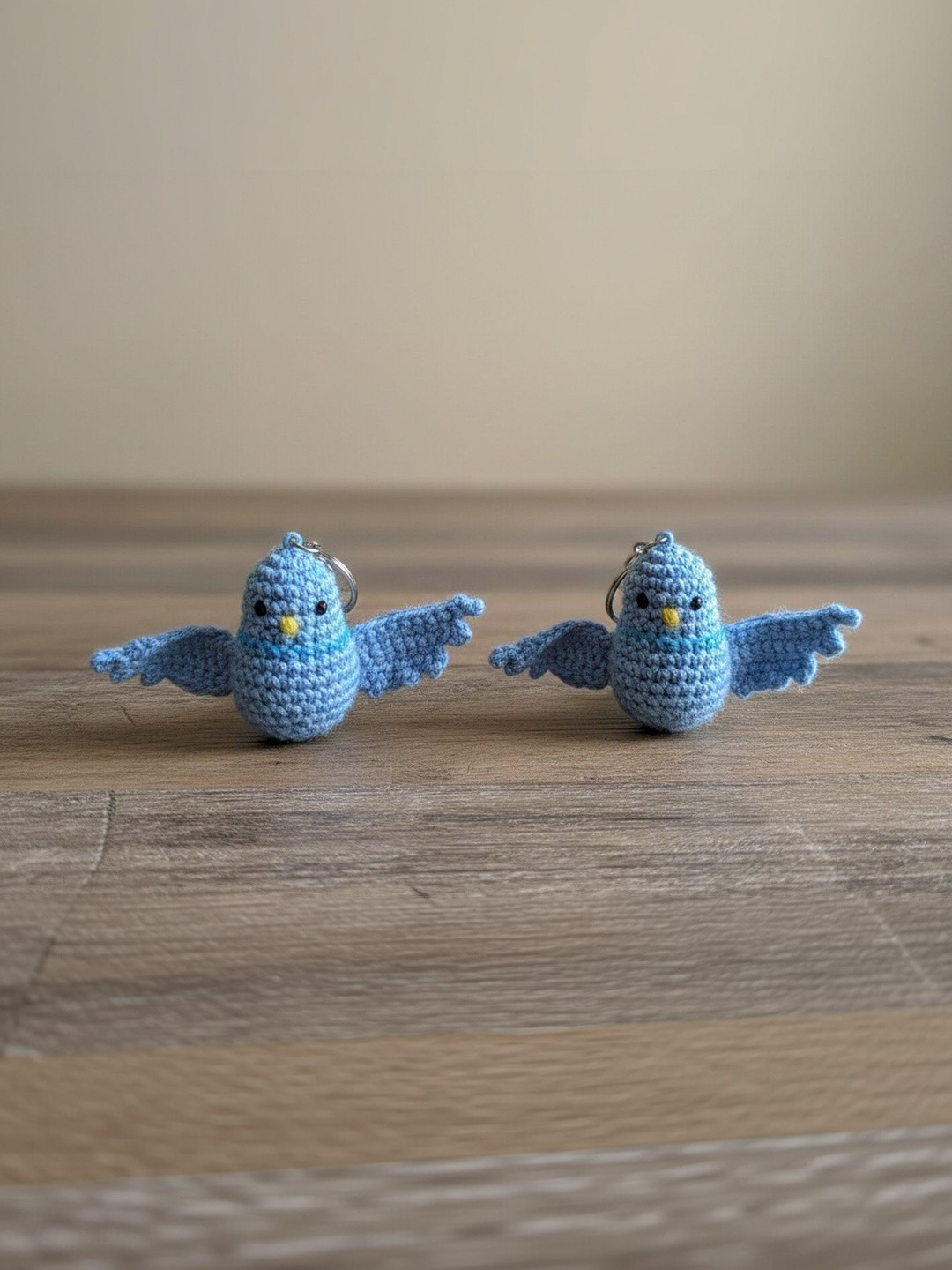 Qrixloom Set Of 2 Crochet Bird-Wings Design Keychains