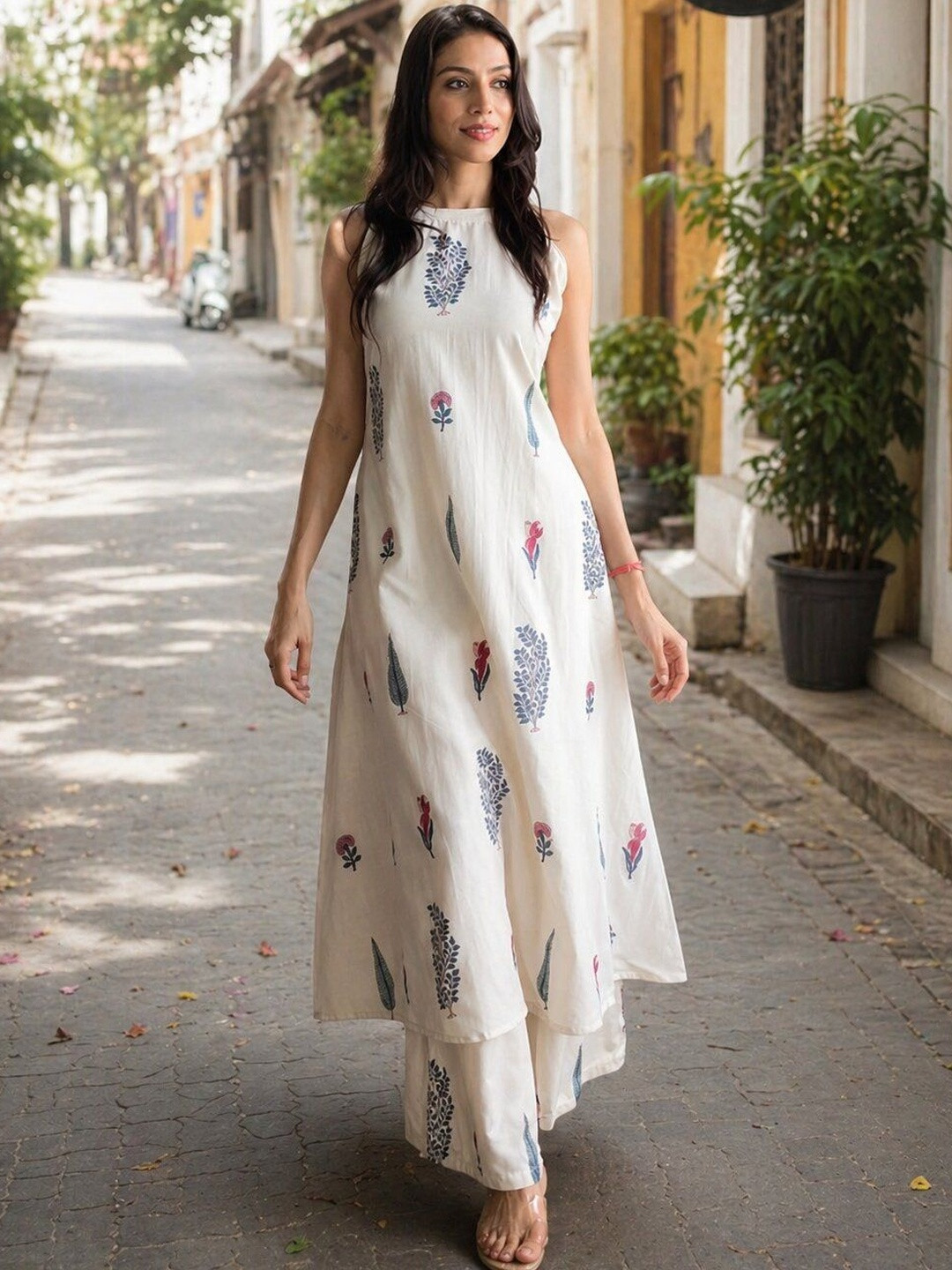 Anouk Rustic Women Floral Printed Regular Pure Cotton Kurta with Palazzos
