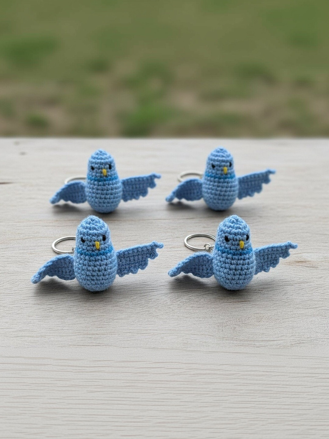 Qrixloom Set Of 4 Crochet Bird-Wings Design Keychains