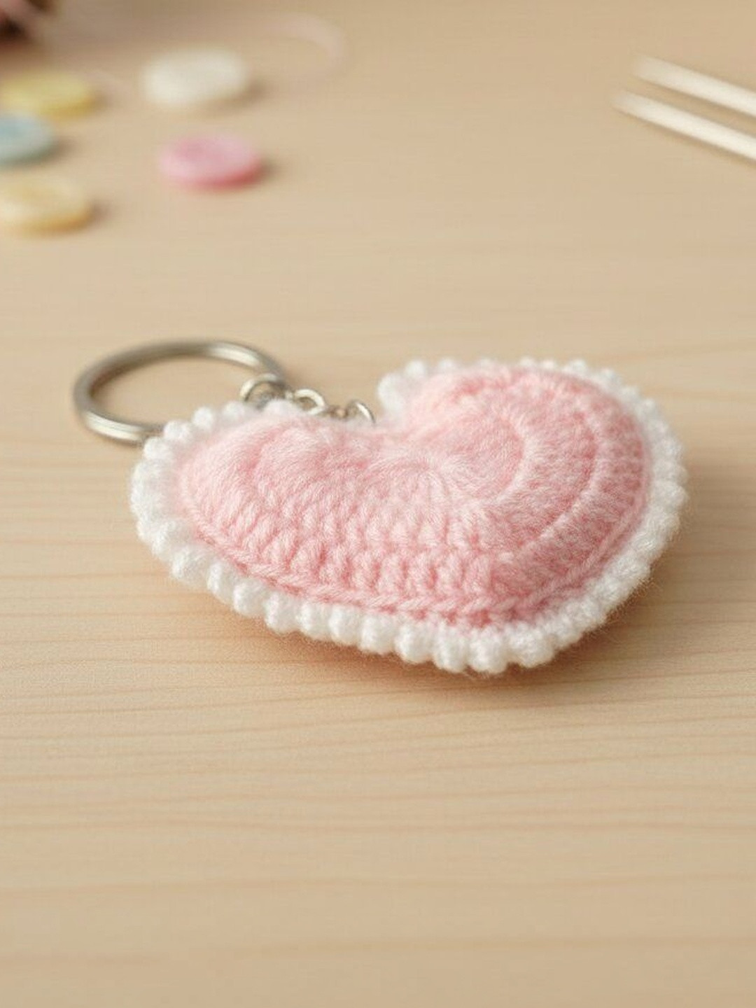 Qrixloom Crochet Heart Design Keychain