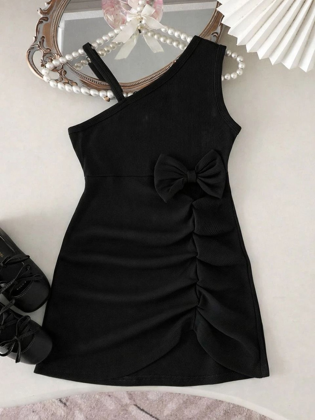 PATTZALA One Shoulder Crepe Sleeveless Dress