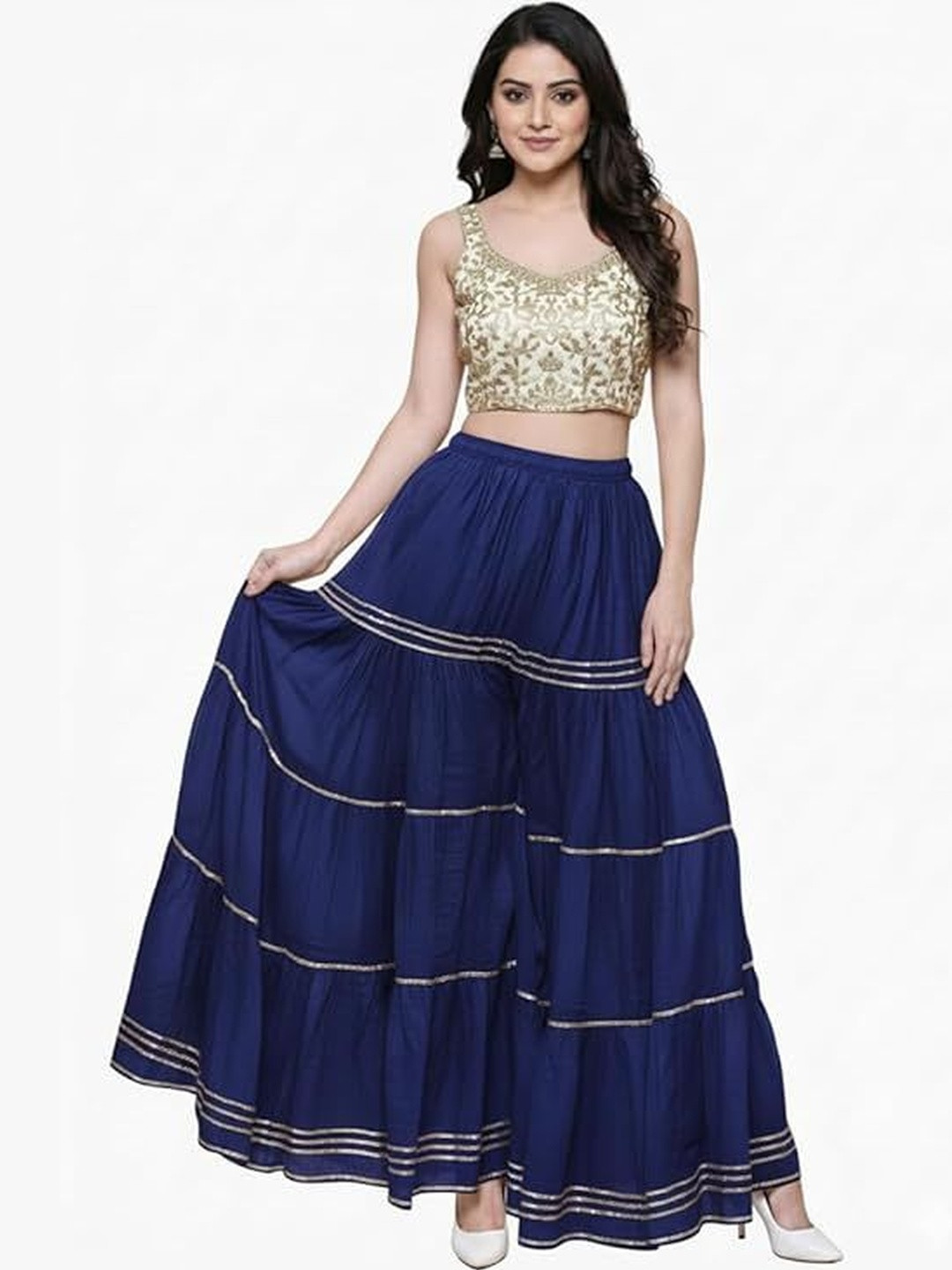 TNQ Women Flared Ethnic Palazzos