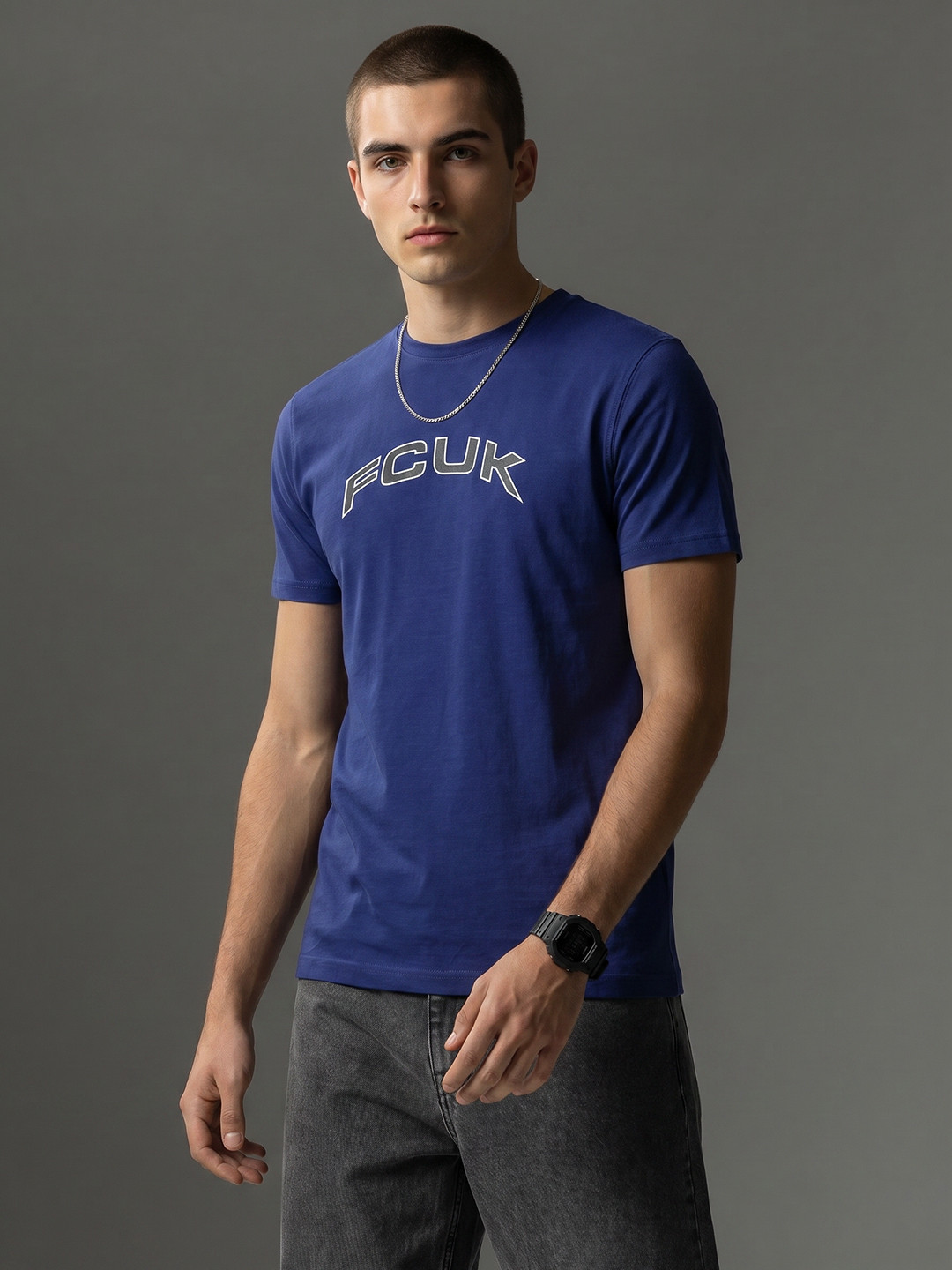 FCUK Brand Logo Printed Pure Cotton T-shirt