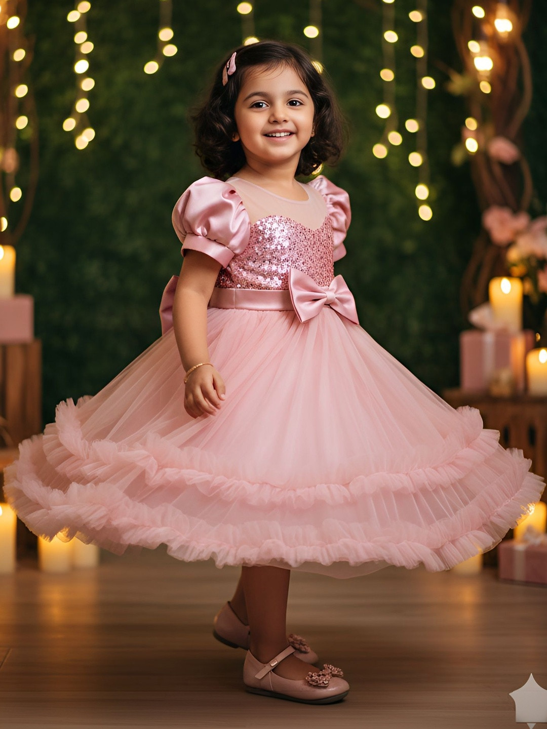 YK Puff Sleeve A-Line Dress