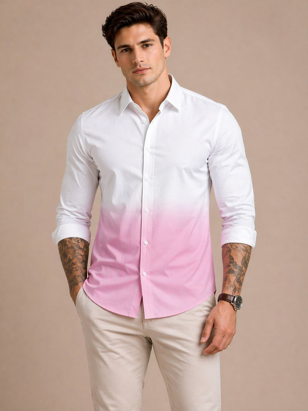 SONISHQ Men Original Ombre Colourblocked Casual Shirt