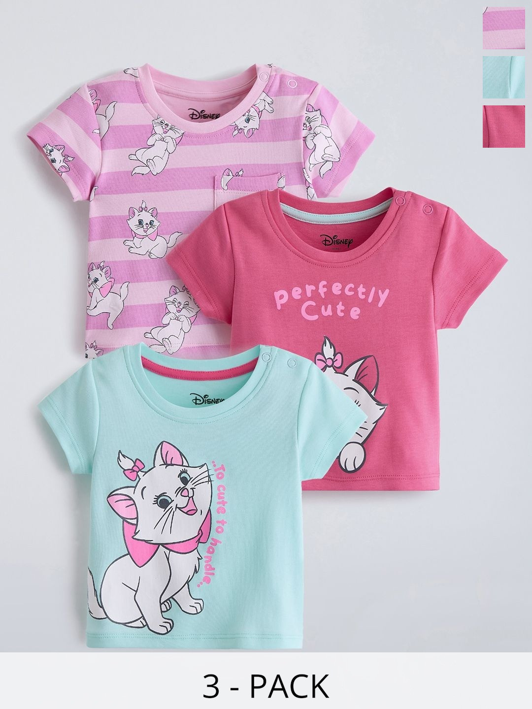 Hopscotch Girls Pack Of 3 Round Neck Marie Striped Cotton Short Sleeves T-shirts