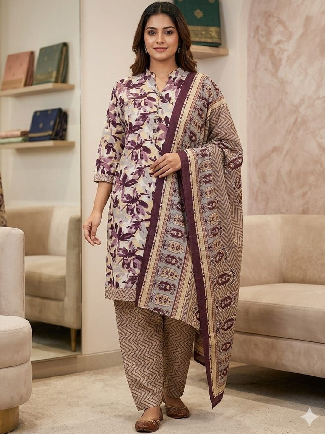 SEWDHAGA Women Floral Printed Regular Kurta with Pyjamas & With Dupatta