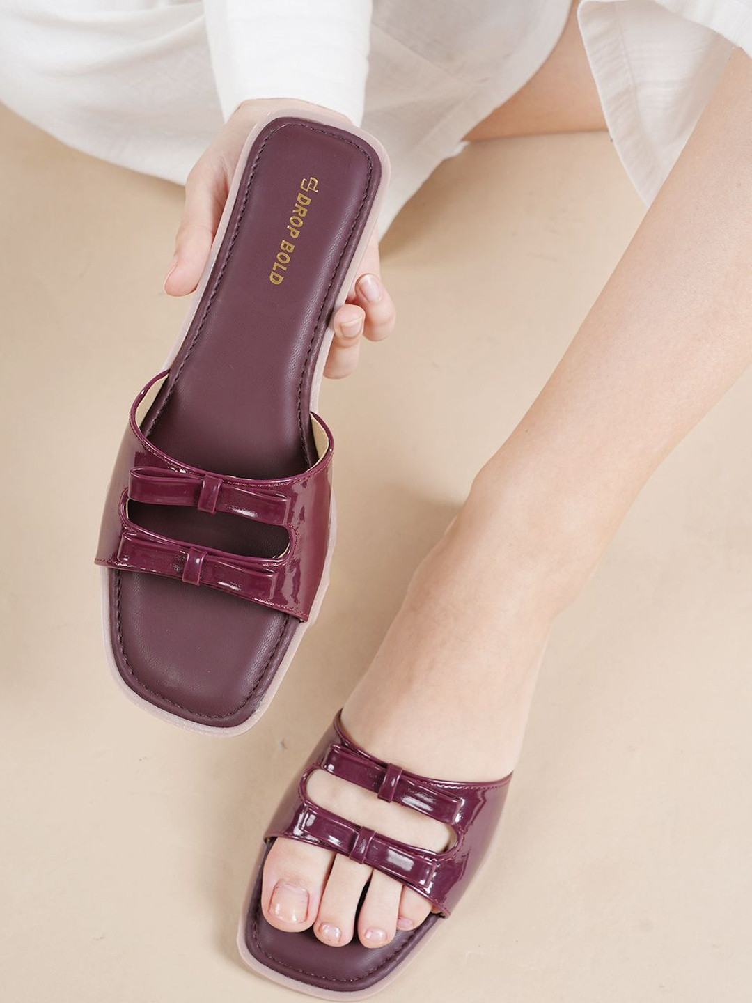 DROP BOLD Women Open Toe Flats with Bows