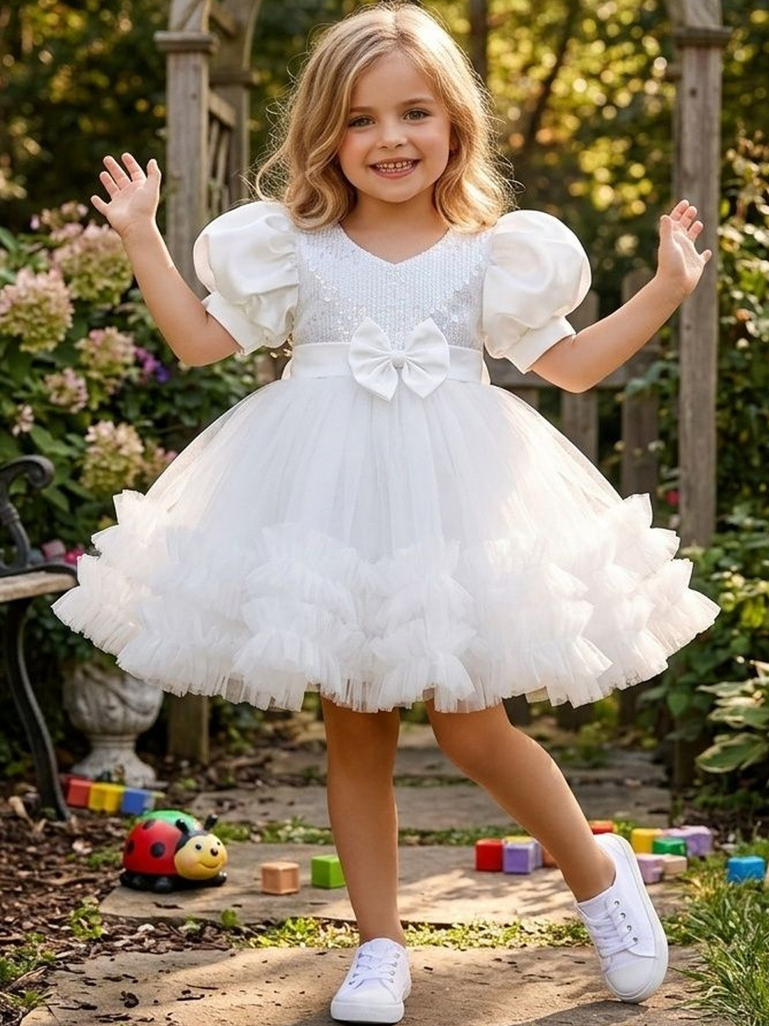 Dripteen Puff Sleeve A-Line Dress