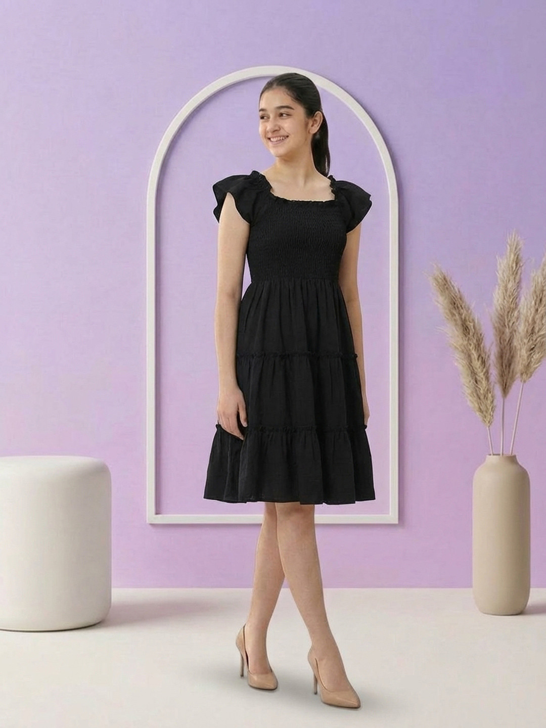 Lil Tomatoes Cgd Cotton Above Knee Fit & Flare Dress