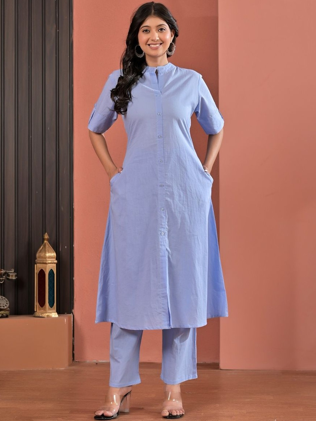 Angvarnika Women Regular Pure Cotton Kurta with Trousers