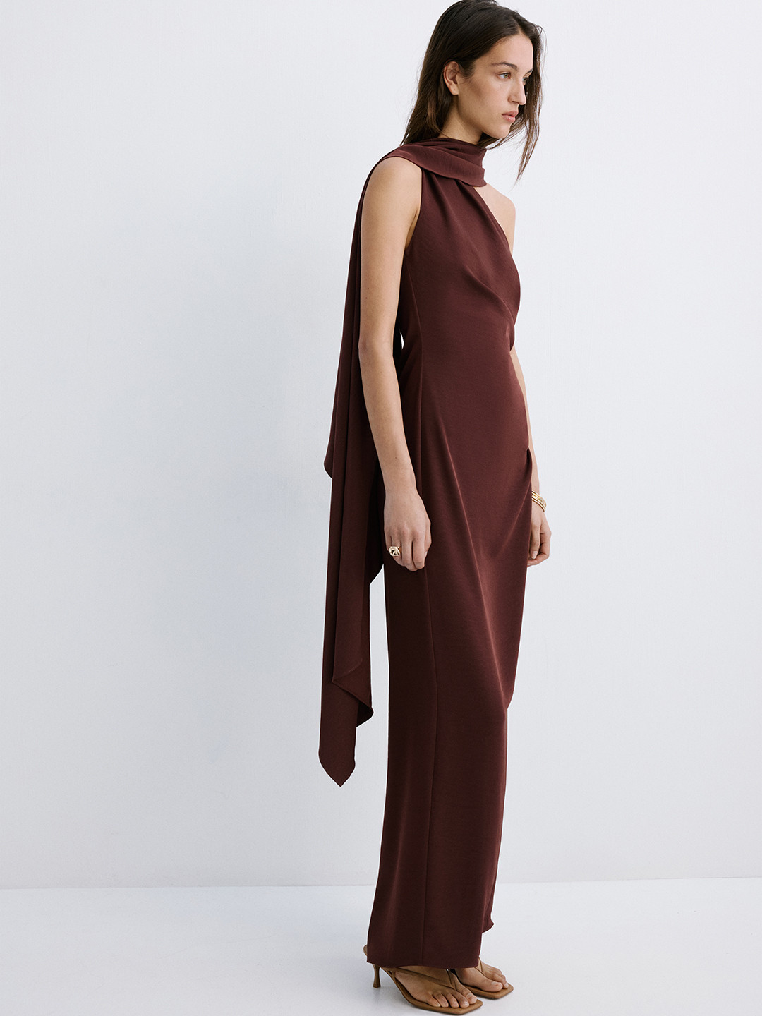 MANGO One Shoulder Maxi Dress